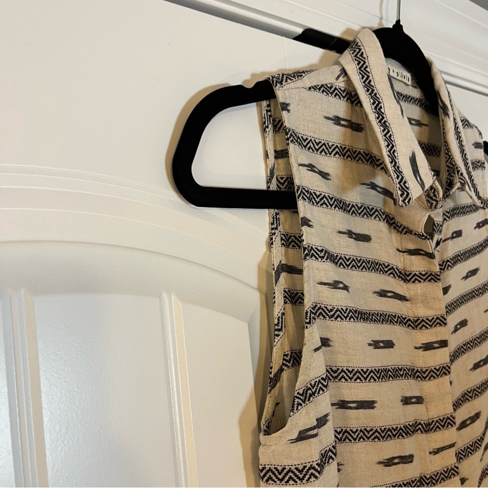 Alice + Olivia Isabelle Shirt Dress Southwestern Mini Cream Black Size Small - Picture 4 of 8